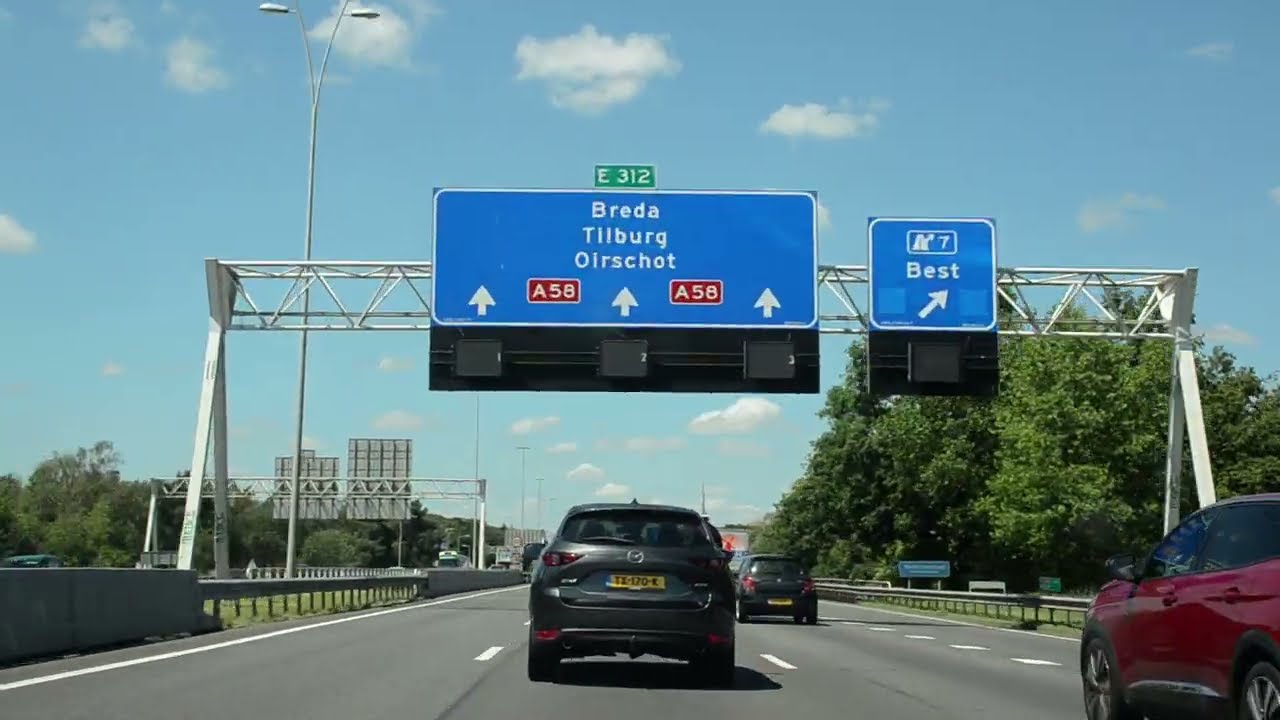 [Netherlands] A50, A2 (E25), and A58 (E312) from Eindhoven to Tilburg (Jun 2022)