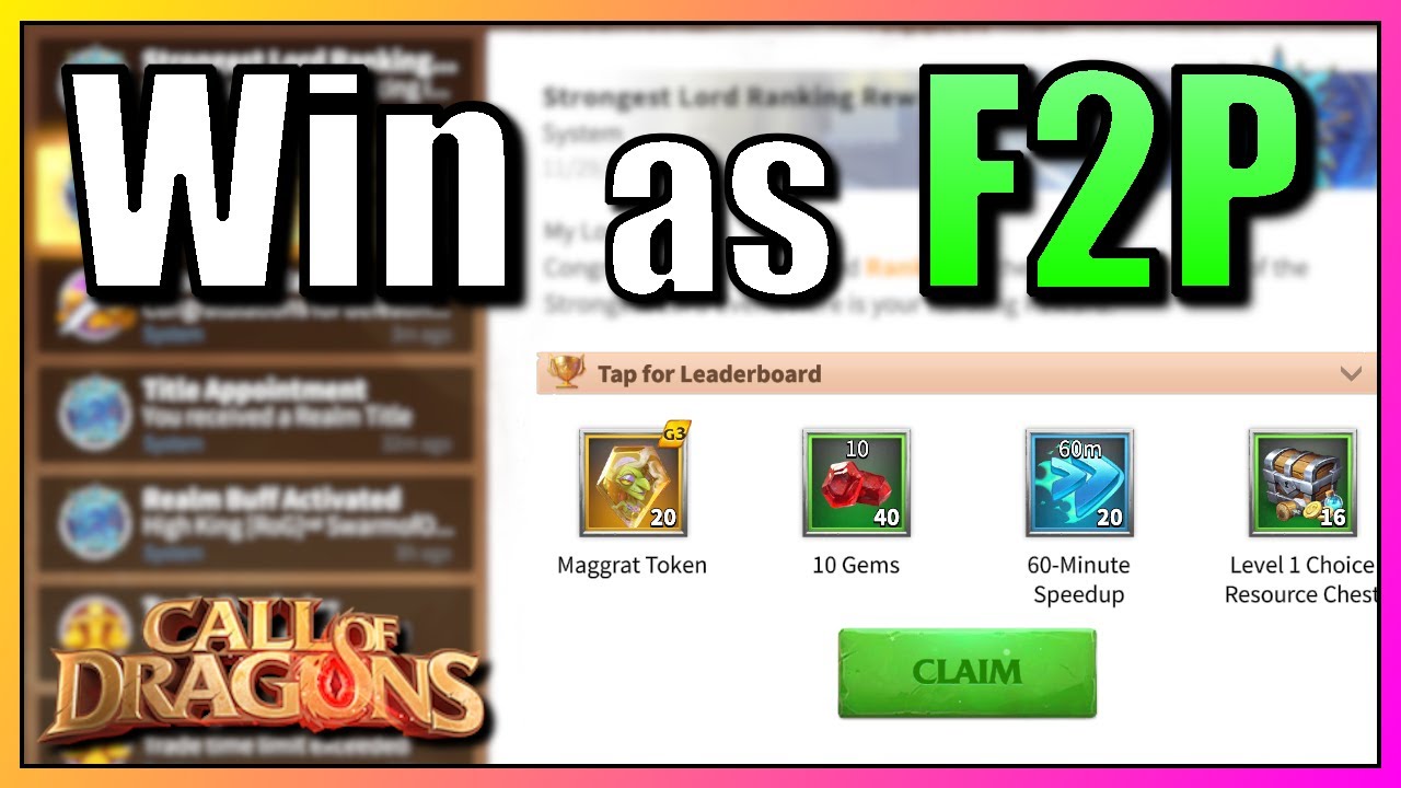 Strongest Lord! Tips to Win as F2P / Low Spend! | Call of Dragons