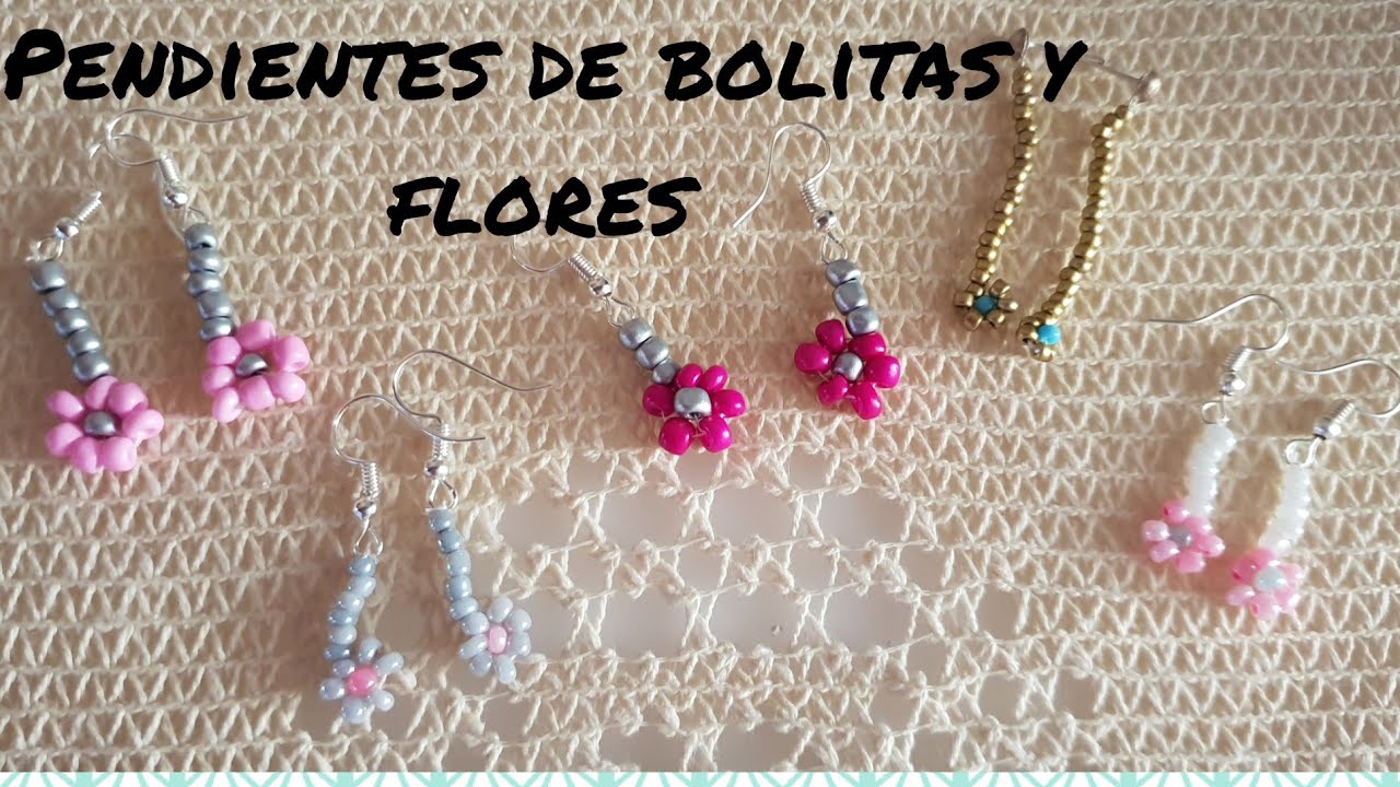 Pendientes de bolitas con flores🌸