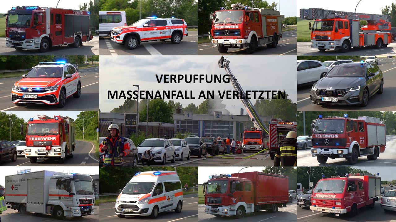 [Verpuffung mit Massenanfall an Verletzten] Einsatzfahrten Alarmübung Feuerwehr & DRK Wolfenbüttel