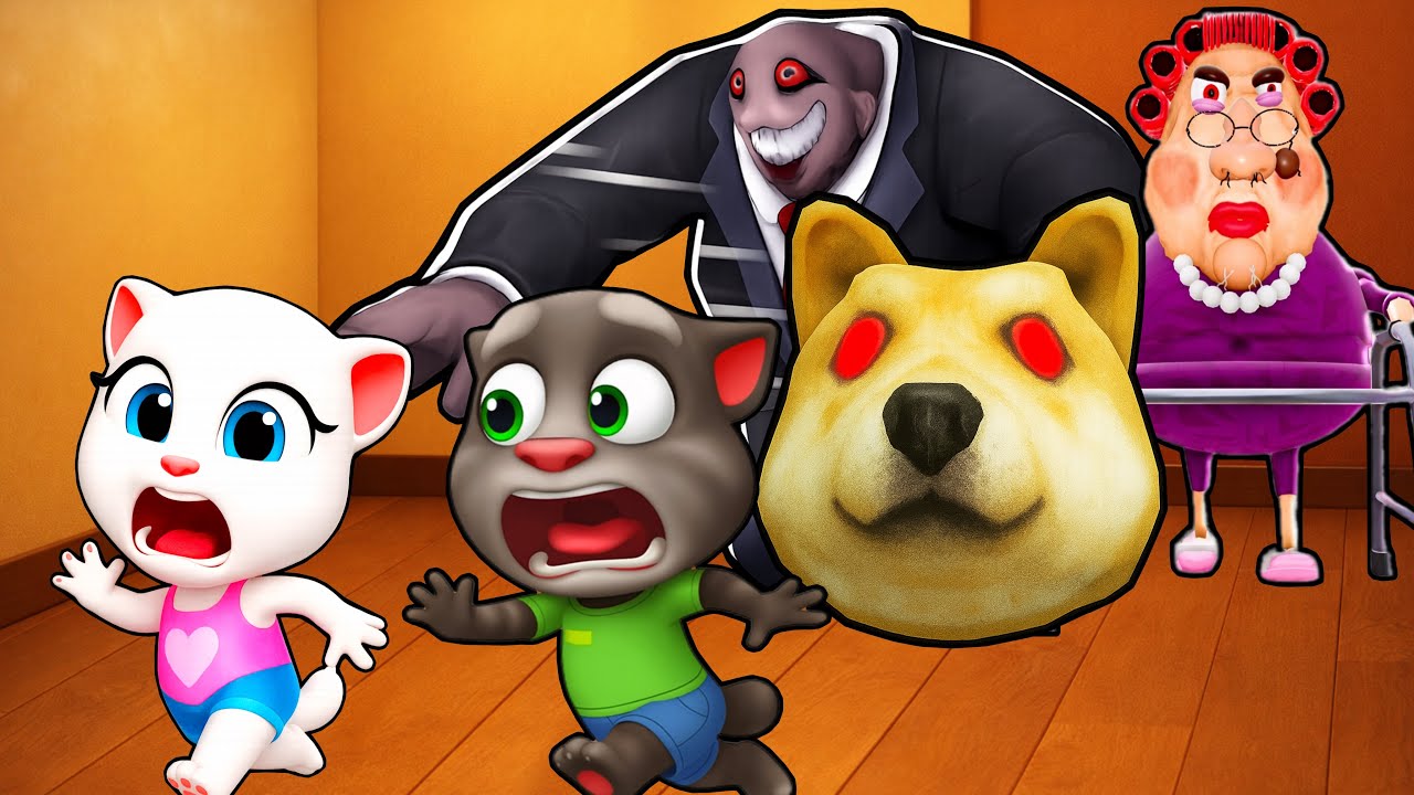Talking Tom plays: EVIL GRANDMA, Mr Yummy's, DOGE HEAD, Evil GRANDPA  #Roblox  #talkingtom