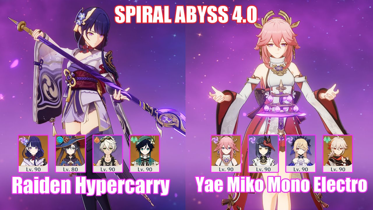 C0 Raiden Hypercarry & C0 Yae Miko Mono Electro | Spiral Abyss 4.0 | Genshin Impact