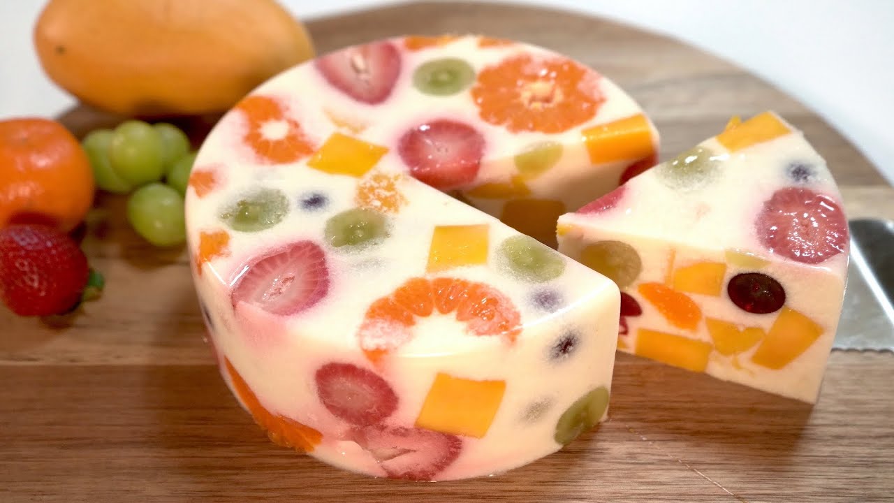 How to make Fruit Milk Yogurt Agar Agar Jelly Cake|No Bake, No Gelatin|Goodcookingideas