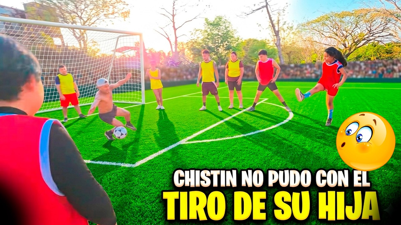 Valeria le mete gol a su papá Chistin. Miren Wendy como anda jugando