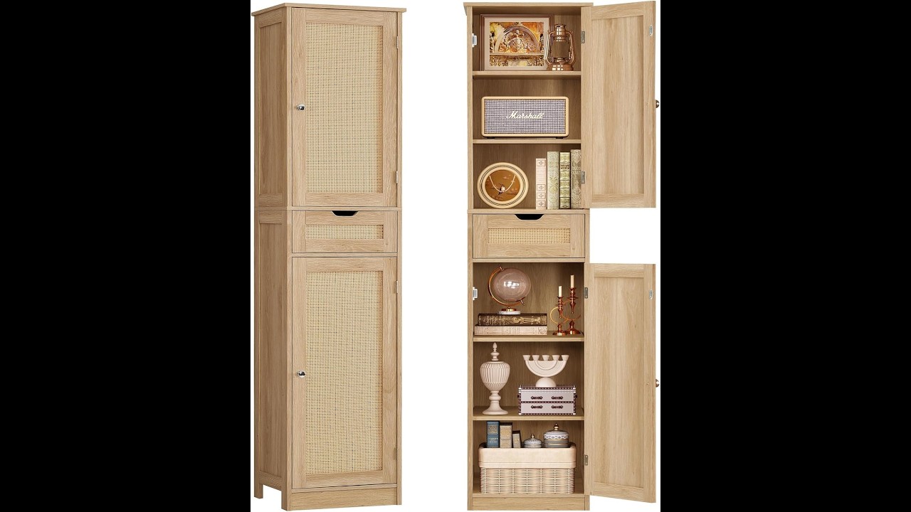 TEENFON Tall Cabinet with Rattan Doors Review - Pros & Cons - TEENFON 67