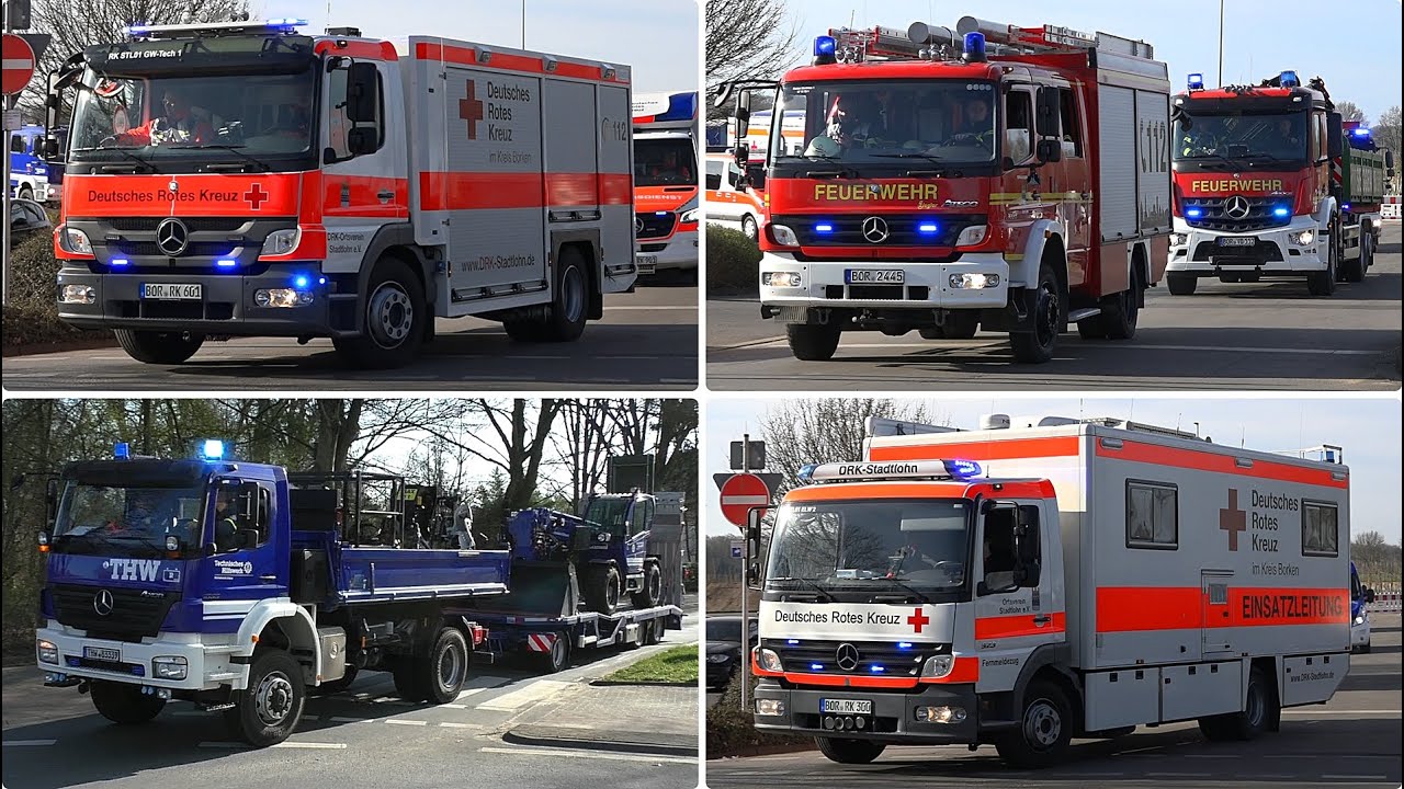 ["Berkelflut 2025" 🚒🚨] ● Hochwasser in Stadtlohn ● Einsatzfahrten FW, THW, DRK & DLRG zu KatS-Übung