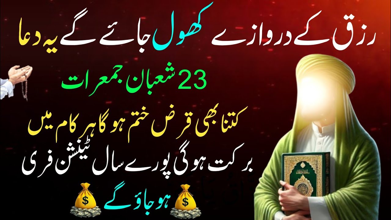 23Shaban Akhri Jumerat Ye Dua Sirf Sunlo🤲 Pore Sal Rozi Ayegi🤲rozi me Barkat ki Dua|Shaban ka Wazifa