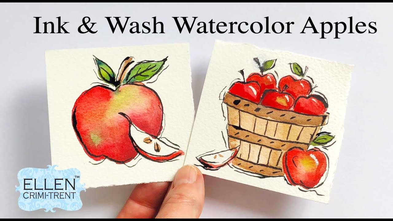 Ink & Wash Watercolor Apples