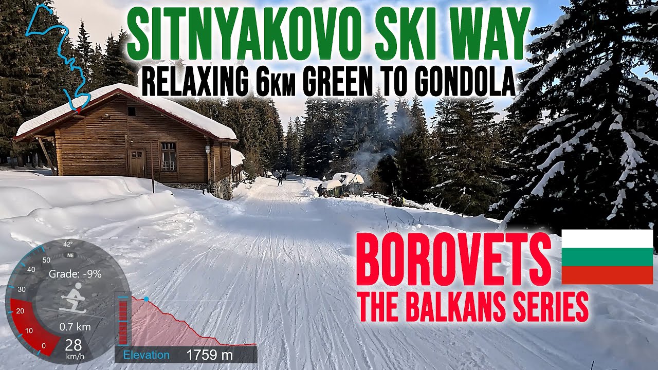 [4K] Skiing Borovets, ASMR Relaxing 6km Green Sitnyakovo Ski Way to Gondola, Bulgaria, GoPro Hero13