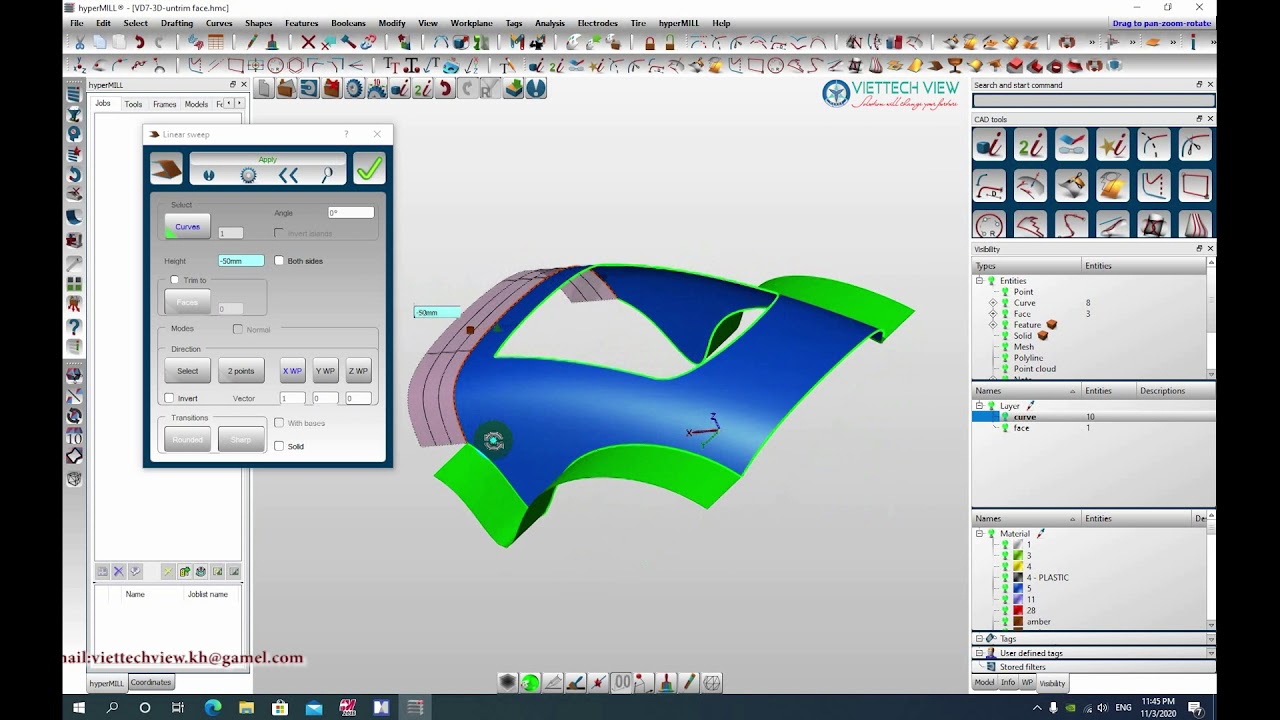 HYPER CAD S-20 Trim faces/ Untrim face/ Close holes