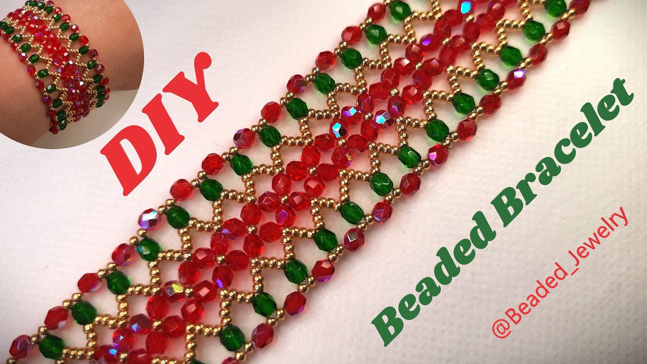 Мастер класс. Пошаговый браслет с гранеными бусинами. Как сделать браслет из бисера. Руководство