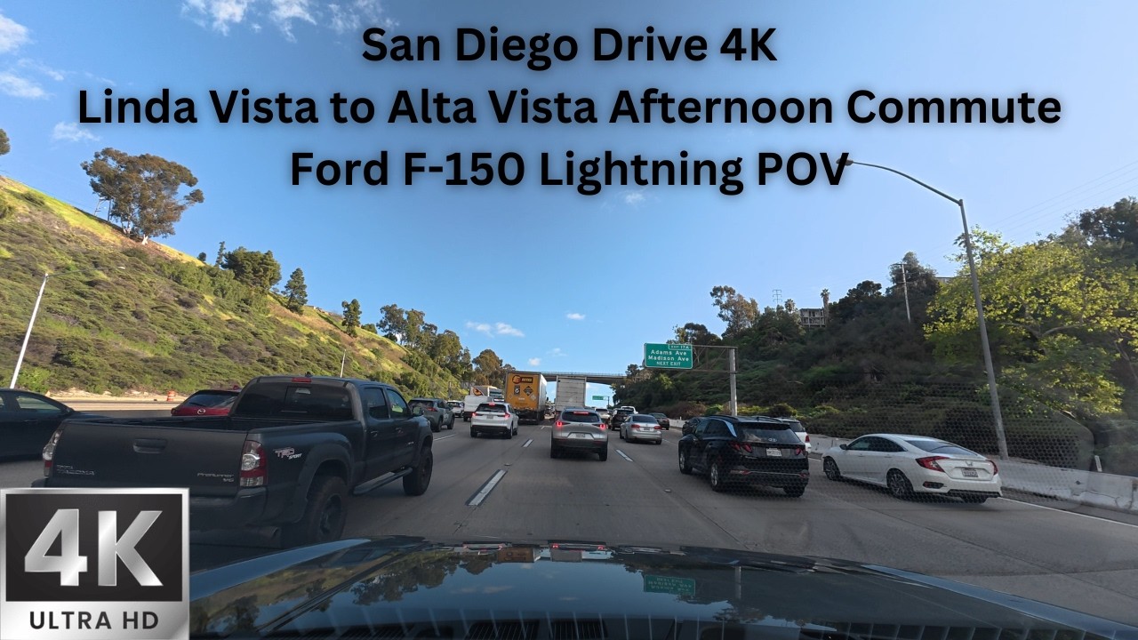 San Diego Afternoon Commute 4K | Linda Vista to Alta Vista | Ford F-150 Lightning POV