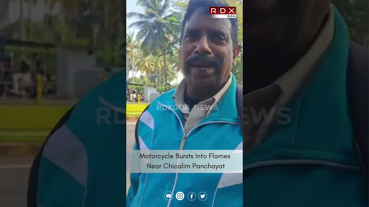 Motorcycle Bursts Into Flames Near Chicalim Panchayat