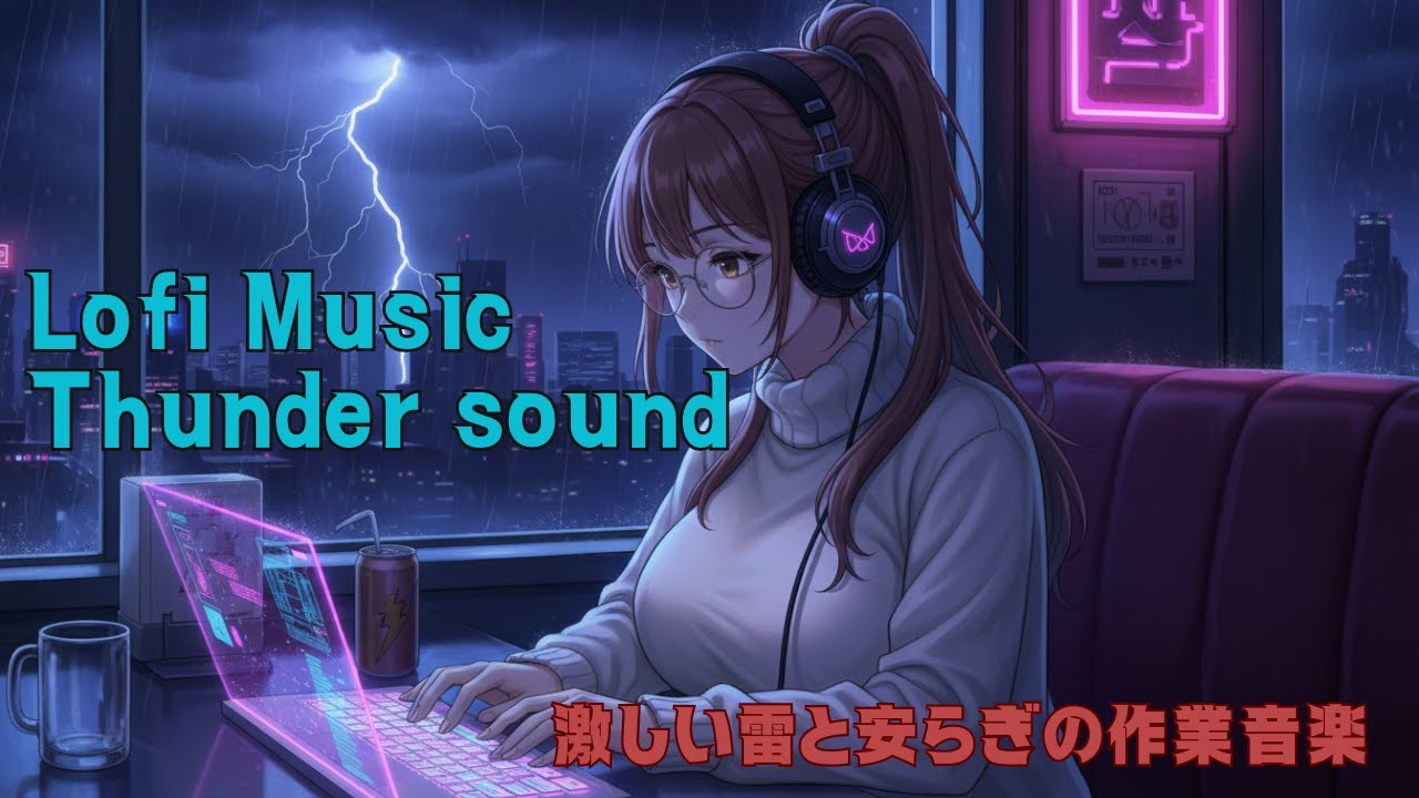 Lofi Music - Thunder sound - 激しい雷雨と安らぎのレトロカフェ | Cozy Vibes & Study BGM