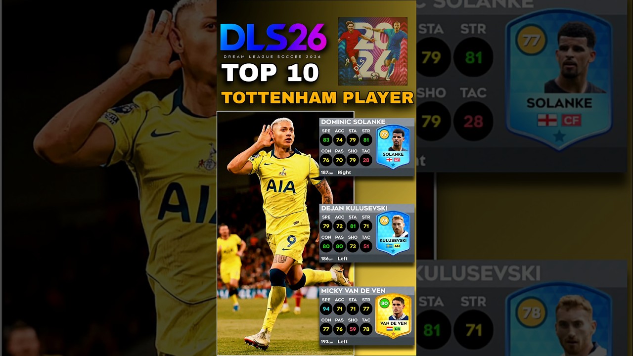 DLS 26 | TOP 10 TOTTENHAM 💎 | Ultimate Spurs Squad #dls #dls26 #dreamleaguesoccer #shorts
