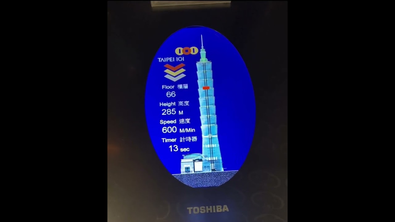 台北101快速電梯螢幕(上樓+下樓)  The screen of the elevator of Taipei 101 #台北101 #電梯 #101 #taipei101 #elevator