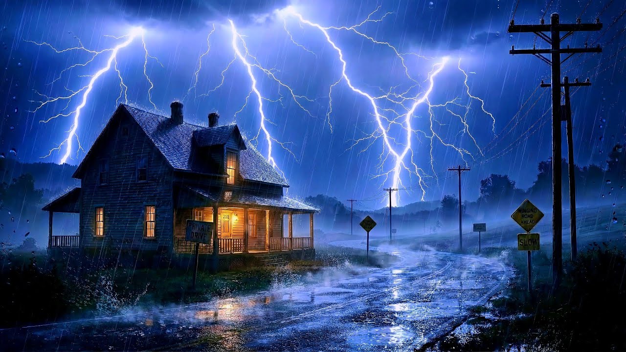 Relentless Rainstorm at Midnight ⚡ Heavy Rain & Loud Thunder for Deep Sleep