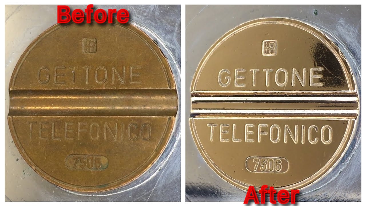 gettone telefonico coin polishing 電話のコイン磨いてみた
