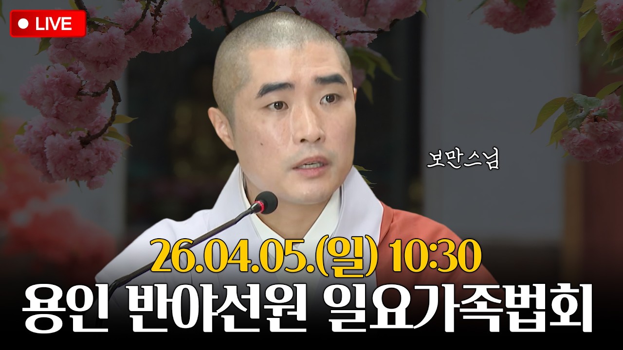 [🔴LIVE🔴] 보만스님 용인 반야선원 일요가족법회(4월5일 일요일 오전 10시 30분)