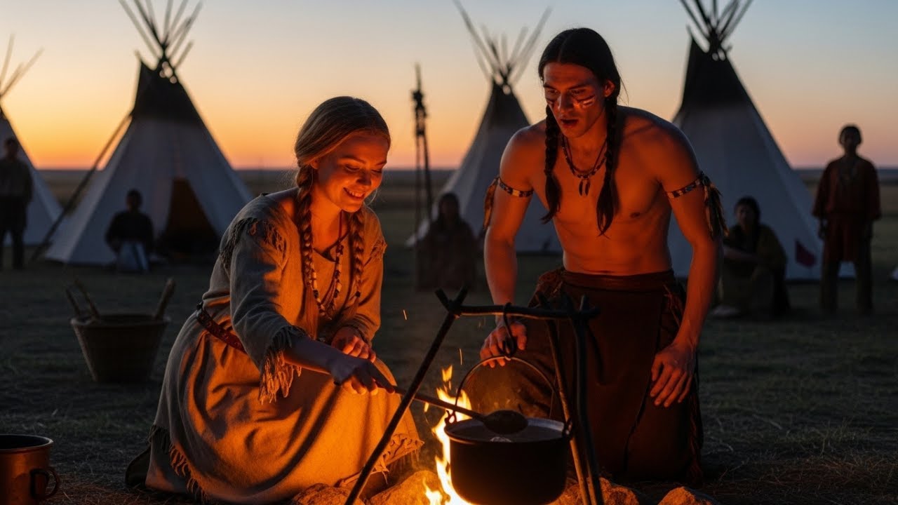 JEFE COMANCHE ATRAPA A MUJER BLANCA COCINANDO FELIZ PARA LA TRIBU... ESTO LO SORPRENDE