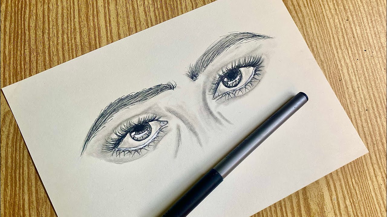 How to draw easy realistic eyes Step by step tutorial for beginners 
