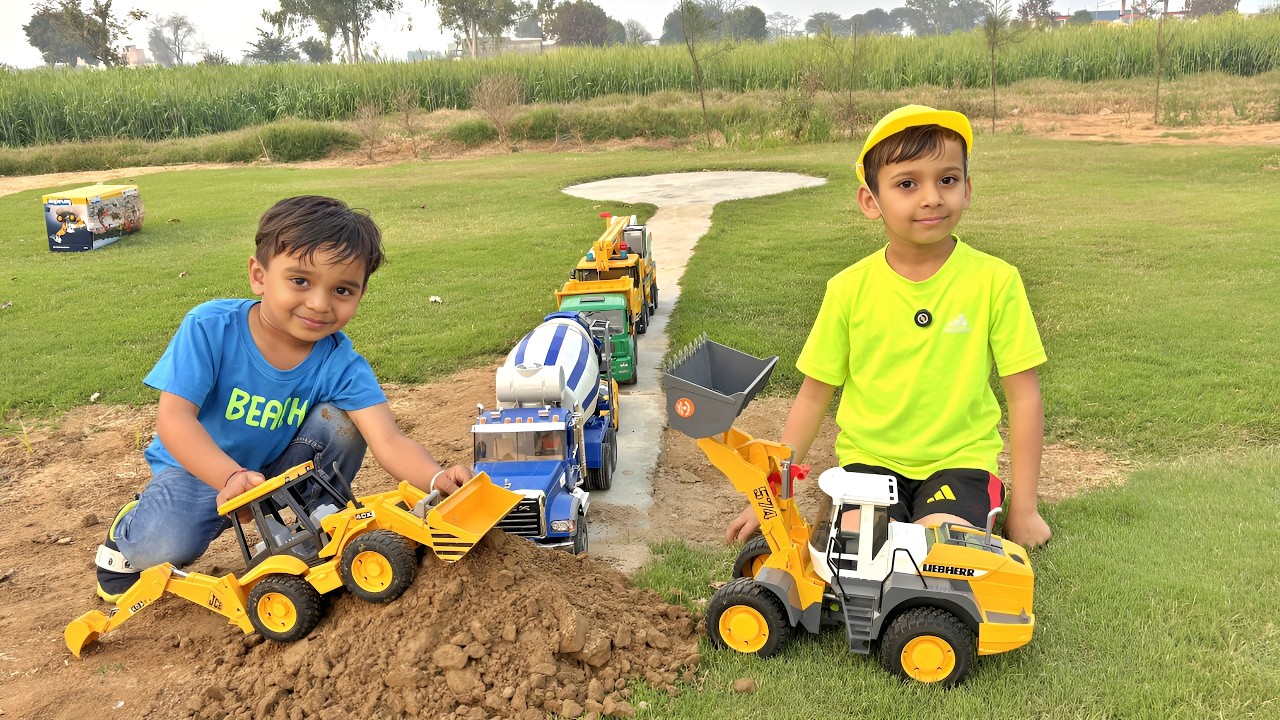Vehicle Stuck on Road! Kids Rescue Mission with JCB & Loader | Construction Toys Story