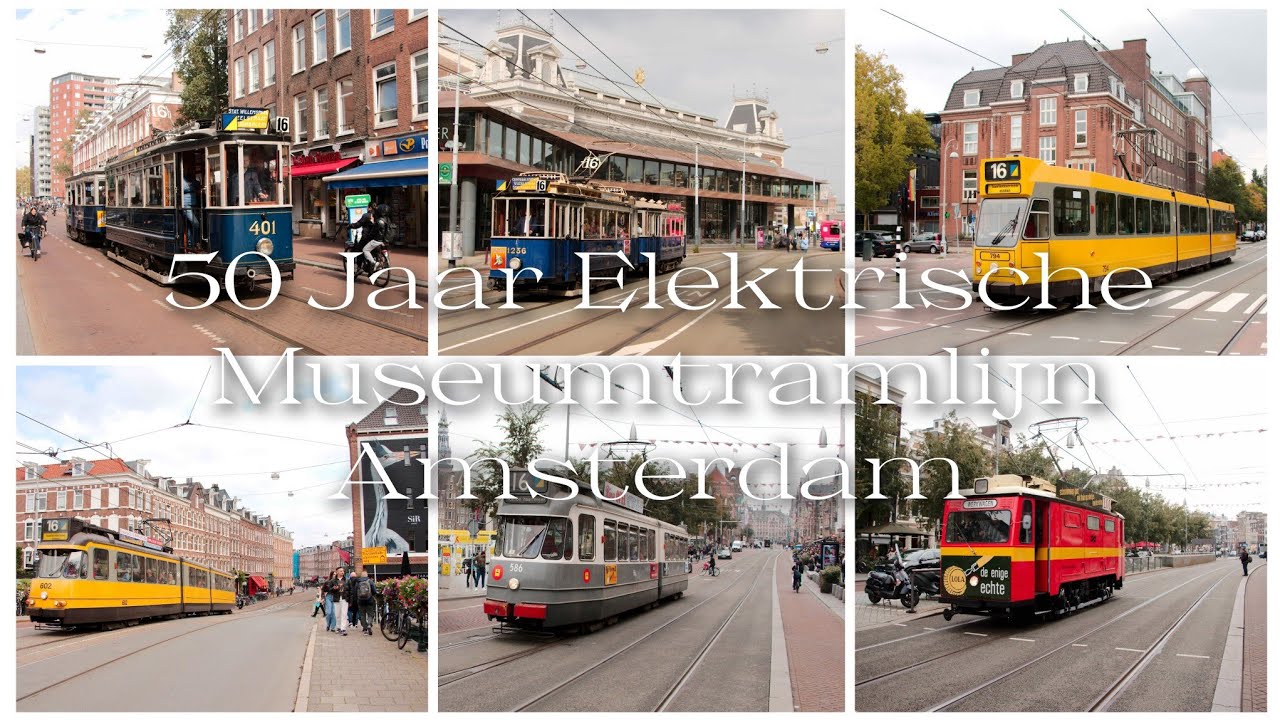 50 jaar EMA: historische trams in Amsterdam rijden dienstregeling lijn 16