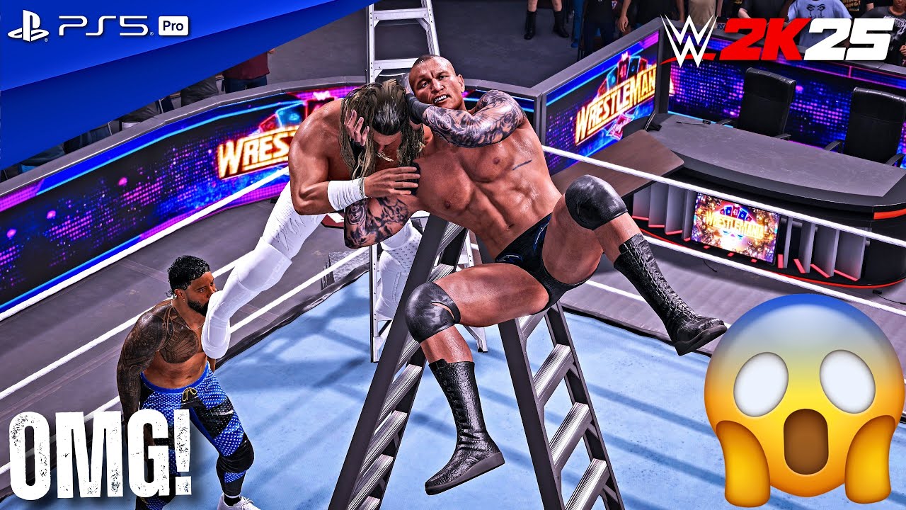WWE 2K25 — Легендарный матч с лестницами на 8 человек за титул чемпиона WWE | PS5 Pro [4K60]