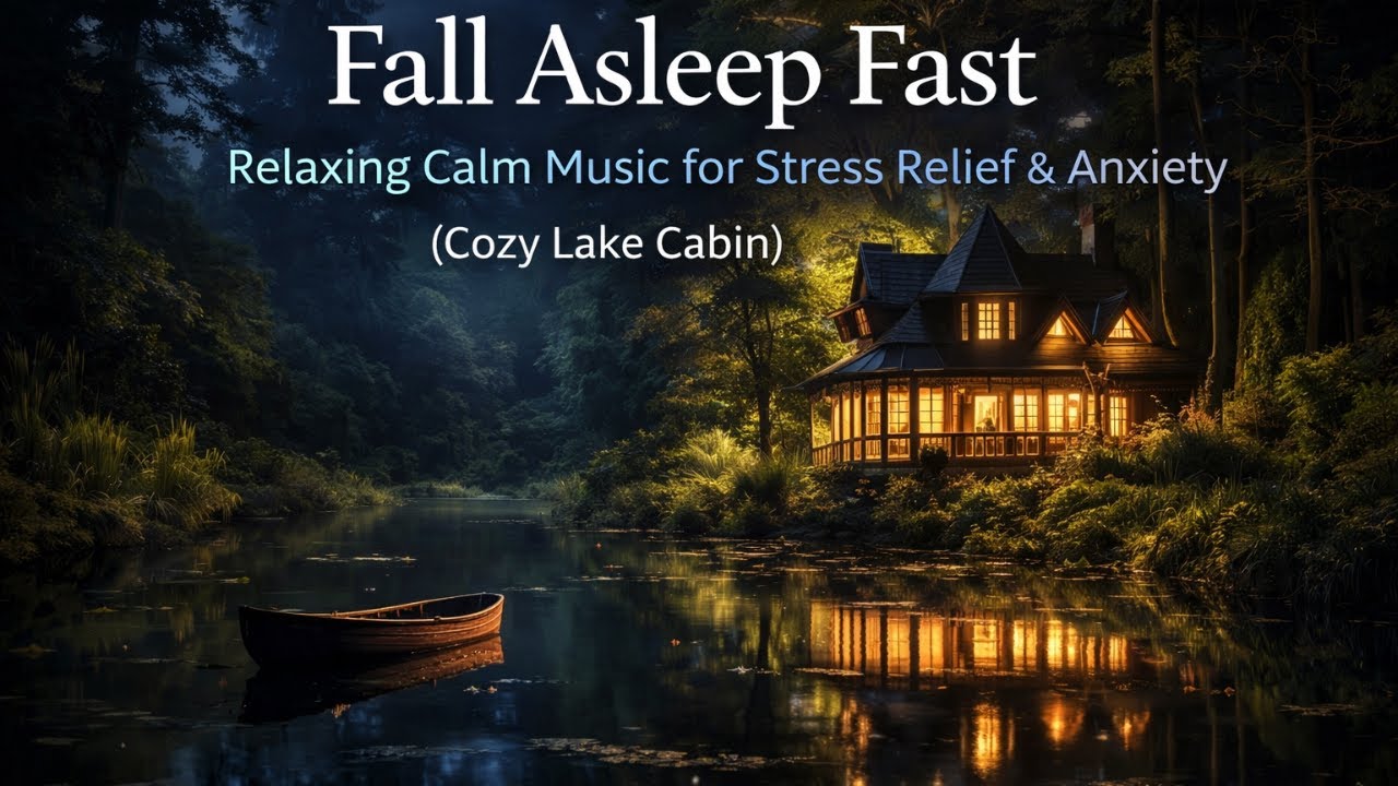 Fall Asleep Fast: Relaxing Calm Music for Stress Relief & Anxiety (Cozy Lake Cabin)