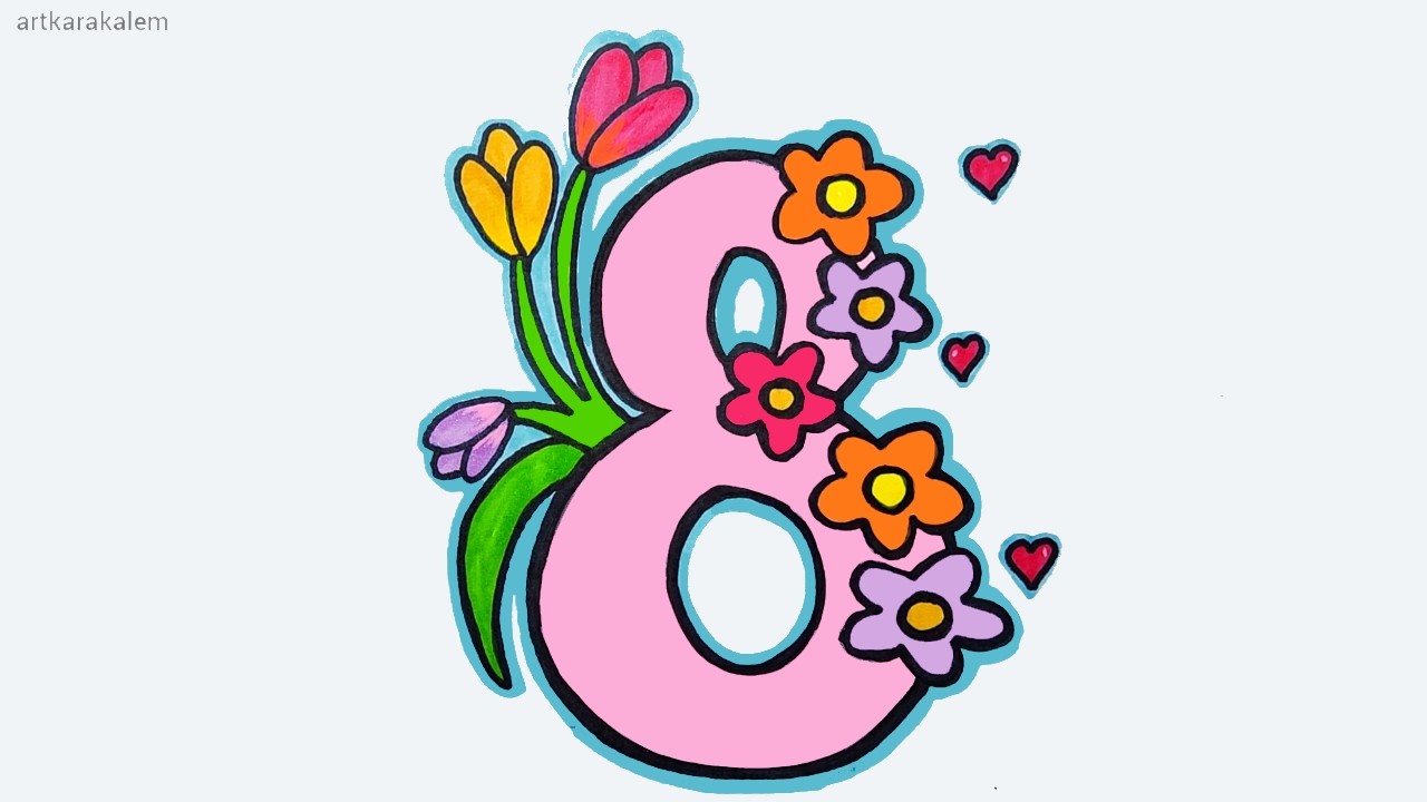 8 Mart Dünya Kadınlar Günü İle İlgili Resim Çizimi | 💐 Kadınlar Günü Çizimi