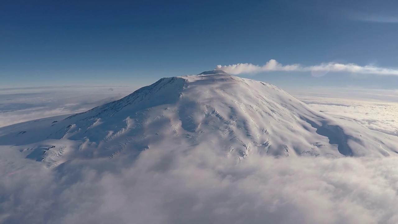 Helicopter flight from Scott Base to Mt Erebus and back, Ross Island, Antarctica