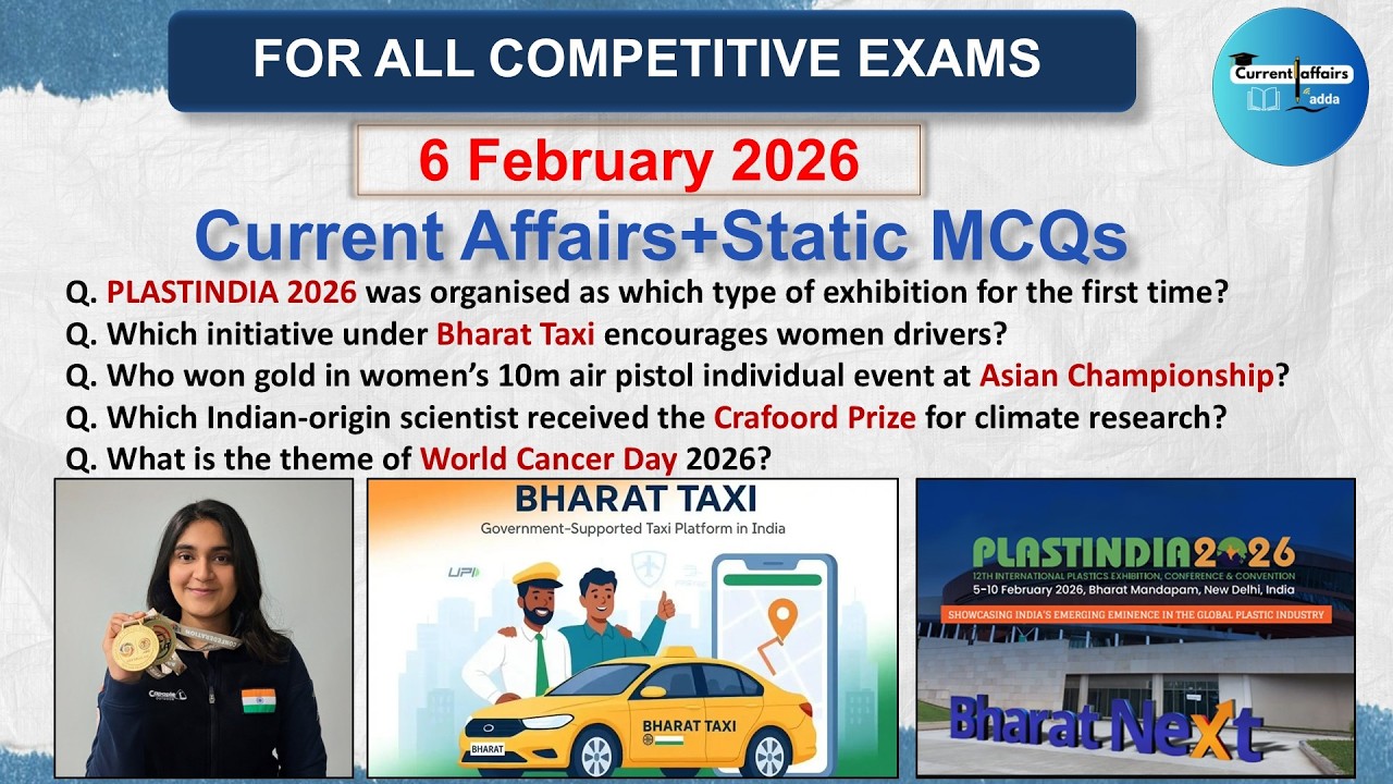 6 February 2026 Current Affairs MCQs | Current Affairs Today | Daily current affairs 2026