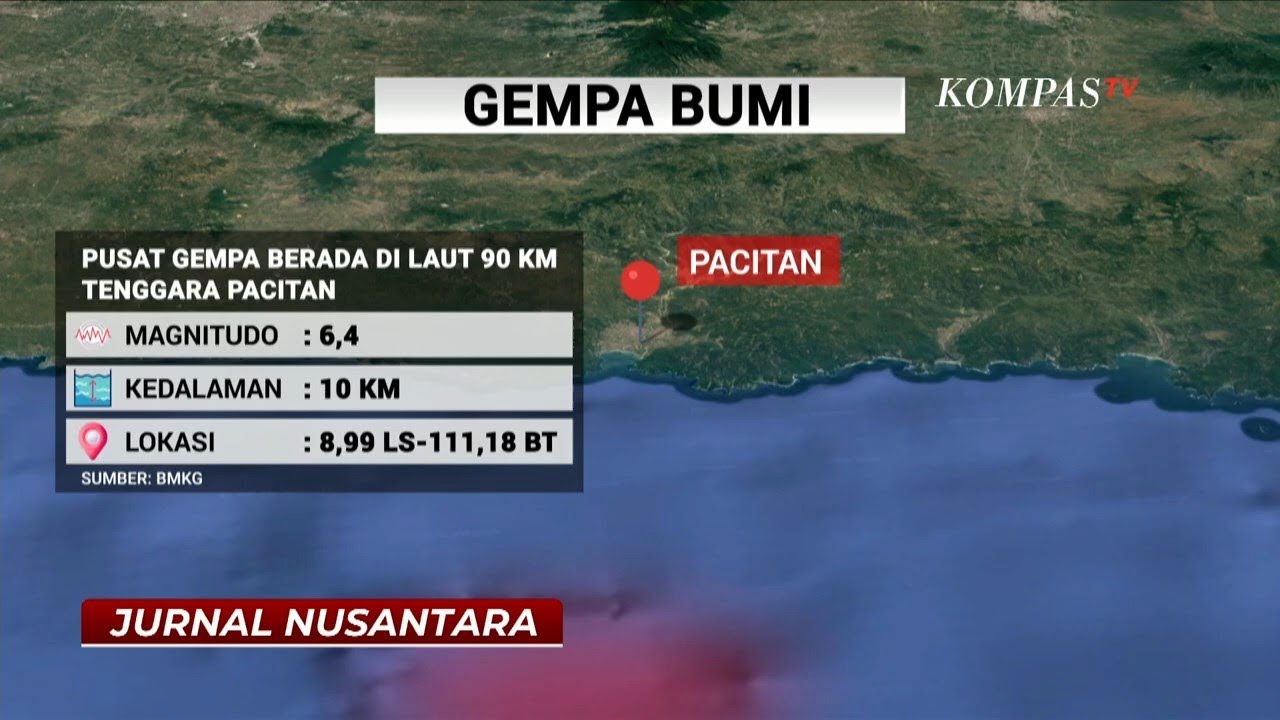 Bagian Tenggara Pacitan Diguncang Gempa M 6,4, Getaran Capai Kulon Progo hingga Bantul