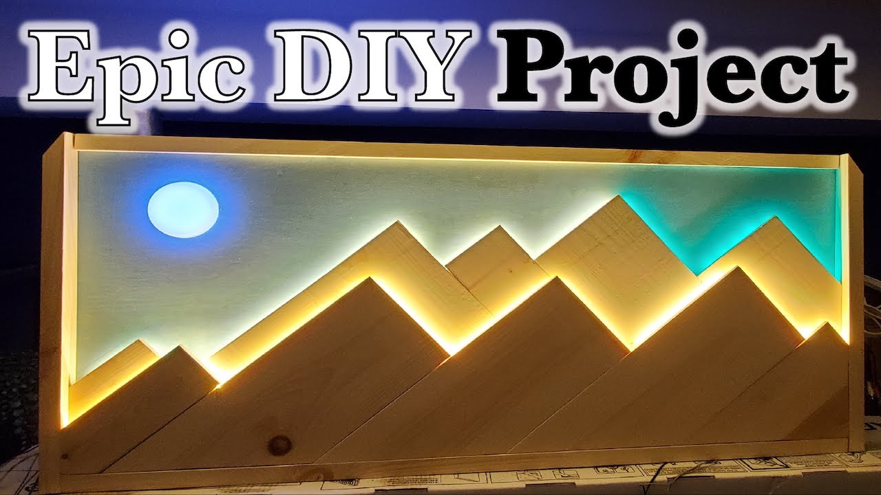 THE BEST Wood wall Art for Beginners | LED wall art wood mountain
