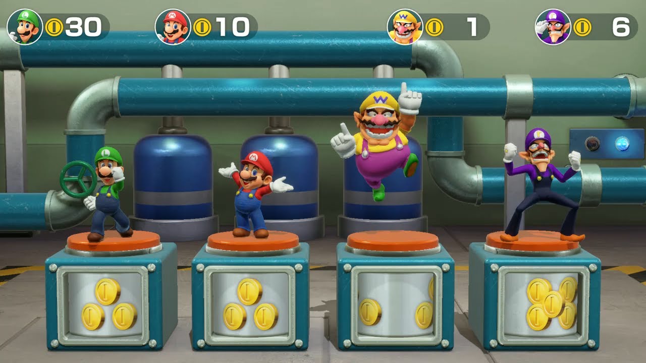 Super Mario Party King Bob omb's Powderkeg Mine Luigi vs Wario , Mario & Waluigi