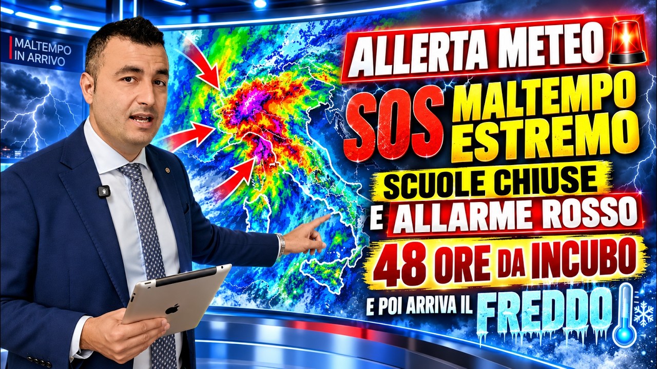 Allerta Meteo, SOS maltempo estremo: scuole chiuse e allarme rosso, 48 ore da incubo. Poi freddo!