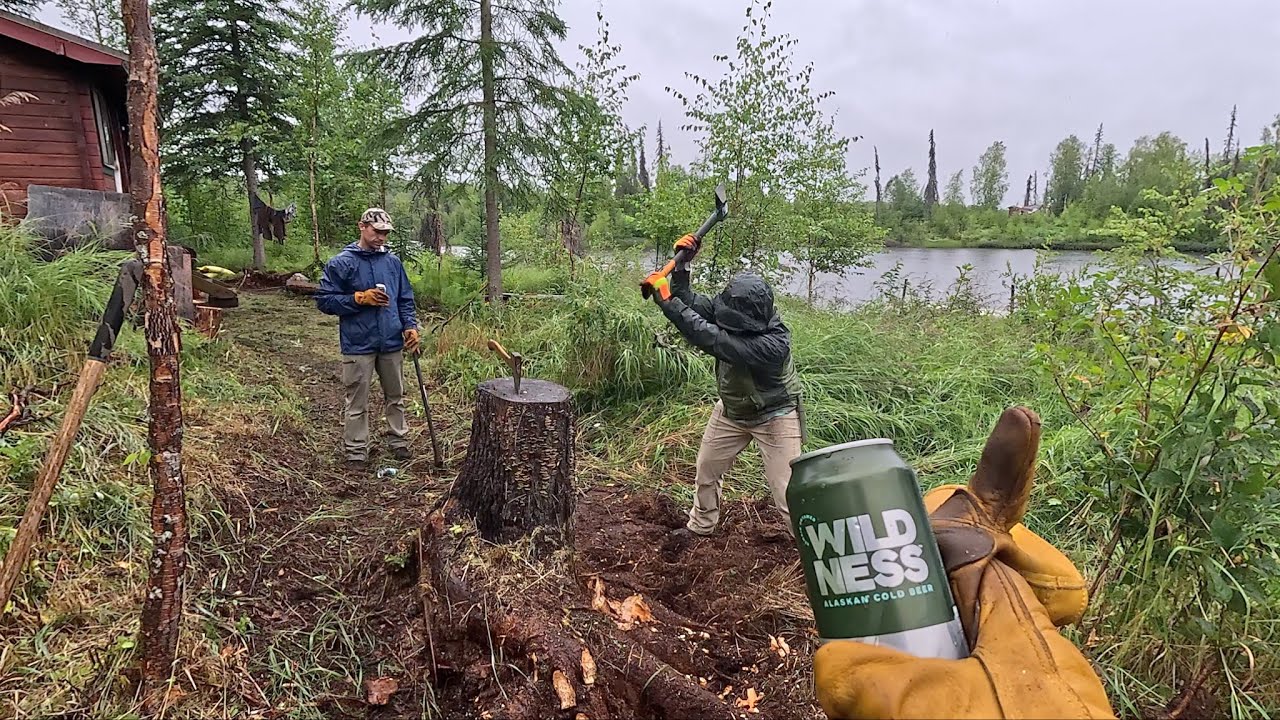 Rain, Fish, Fire, and Stump Removal at our Tiny Cabin in Alaska