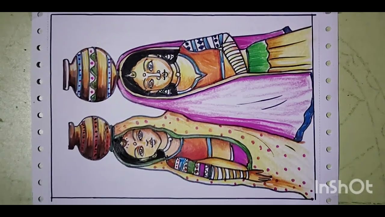 Rajyastani Girl Painting // Traditional Women Painting // How to Draw Rajyastani women drawing