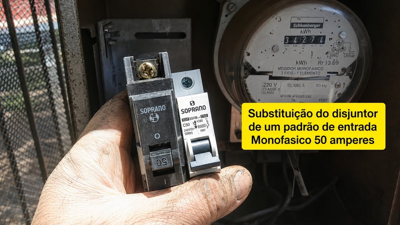 Como trocar o disjuntor do padrão de entrada monofasico de 50 amperes