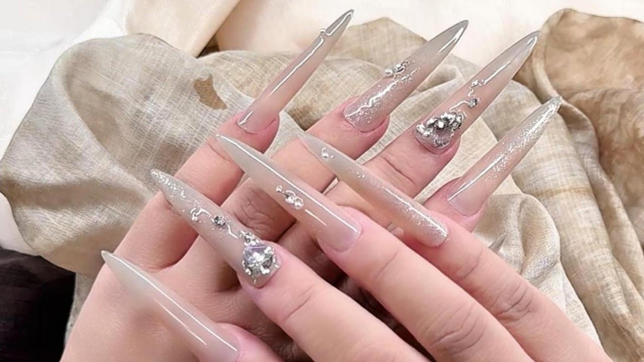 Immersive Nail ASMR | Soft Nude Long Press-On Nails (Candle Sounds)
