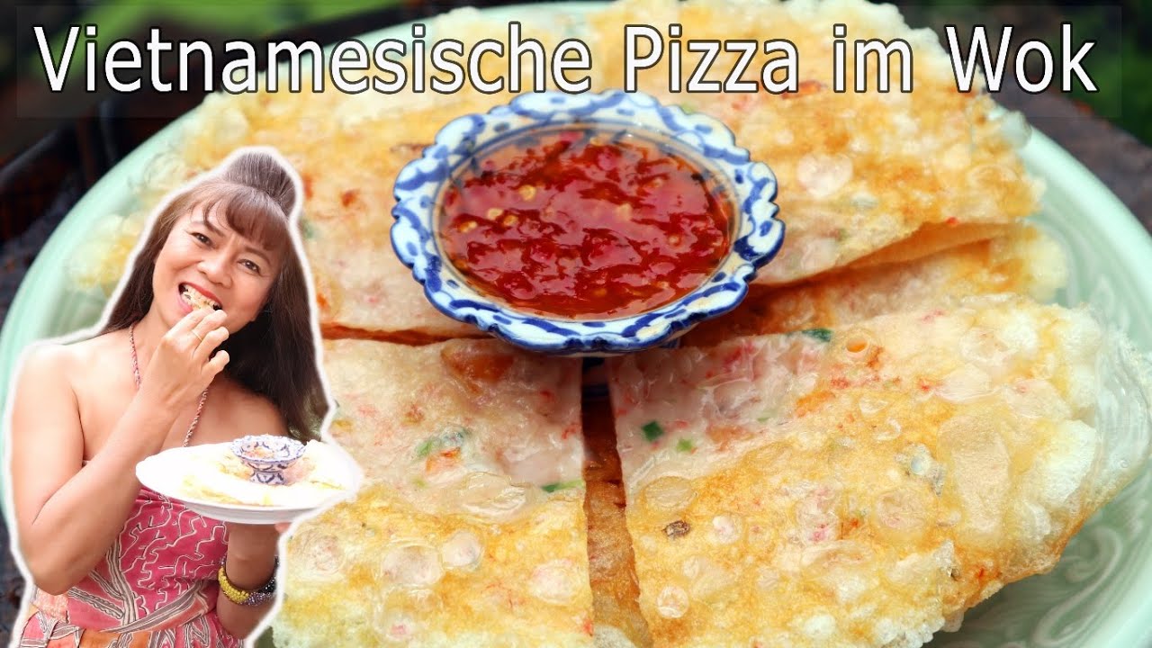 Thai Frühlingsrollen Reispapier Pizza im Wok | Vietnamesische Thailändische Reispapier Pizza | Easy!
