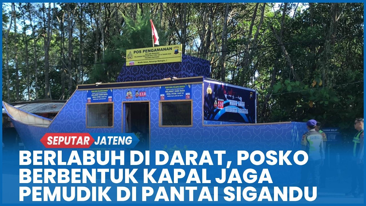 Berlabuh di Darat, Posko Berbentuk Kapal Jaga Pemudik di Pantai Sigandu Kabupaten Batang