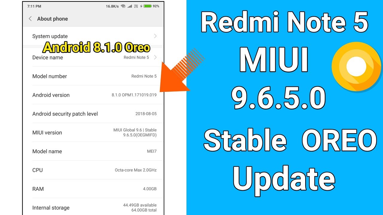Android Oreo Stable Update For Redmi Note 5 | Download Link | MIUI 9.6.5.0 update