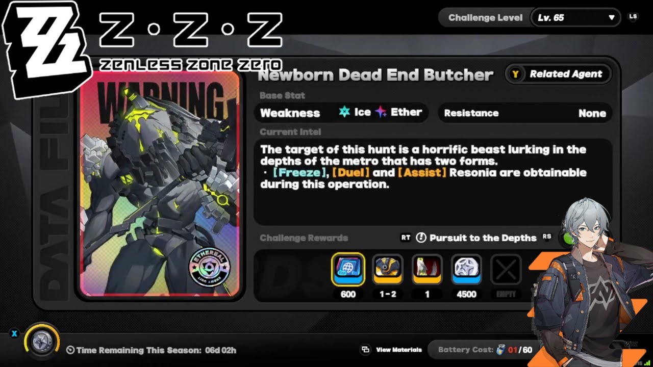 Zenless Zone Zero - Notorious Hunt: LV65:  Newborn Deadend Butcher