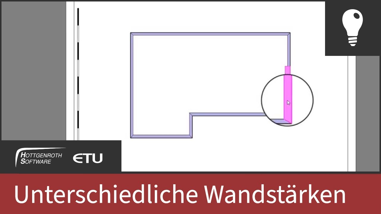 Au&szlig;enwandzug in unterschiedlichen Wandst&auml;rken zeichnen - HottCAD