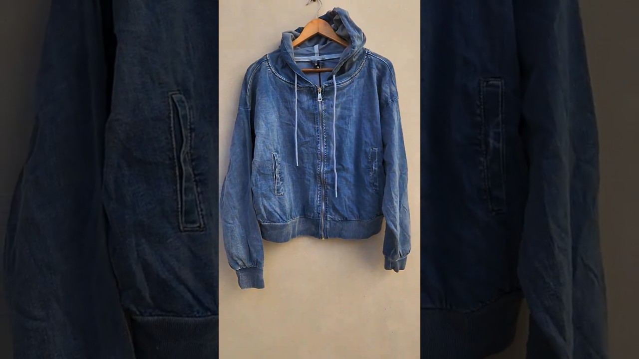 campera jean italiana bomber con capucha 