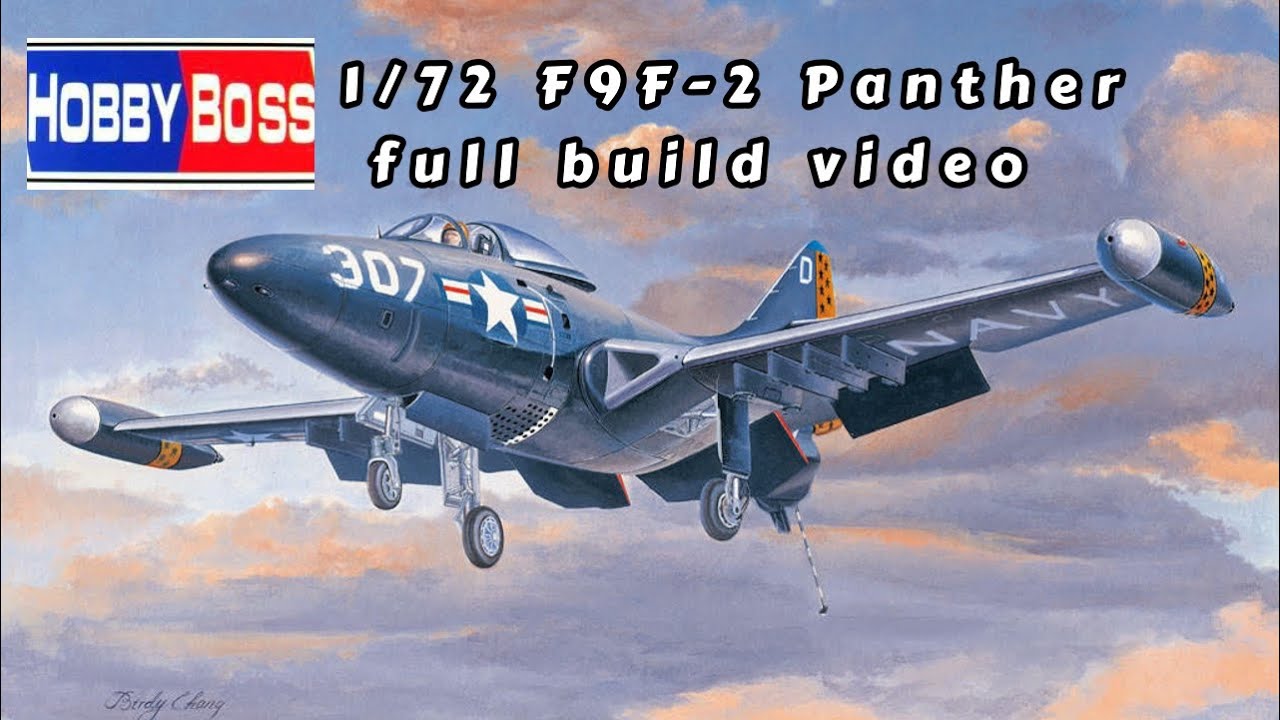 1/72 F9F -2 Panther by Hobby Boss US Navy jet model build video