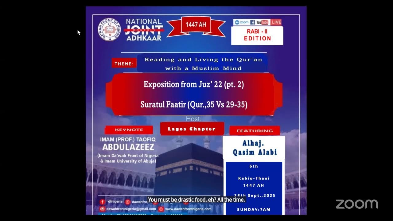 Da'wah Front Rabi-II 14467AH National Joint Adhkar