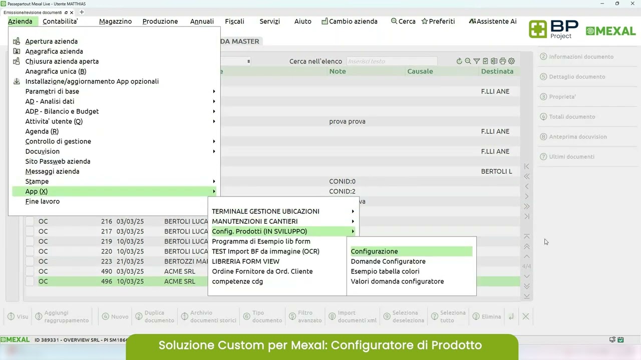 Configuratore di prodotto - Soluzione Custom per Mexal