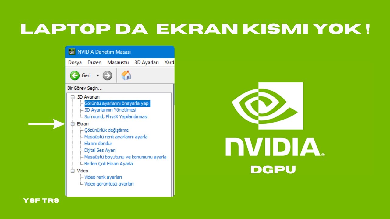 LAPTOP NVİDİA DENETİM MASASI EKRAN KISMI YOK ! | dGPU NASIL A&Ccedil;ILIR ? | &Ccedil;&Ouml;Z&Uuml;M 2025 (MONSTER A5 V20.4)